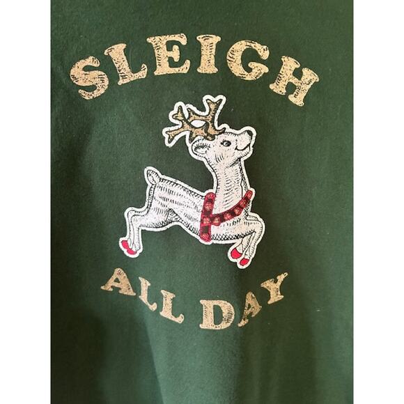 Tipsy Elves “Sleigh All Day” Green Reindeer Sweatshirt Size 3XL NWOT - Picture 3 of 8